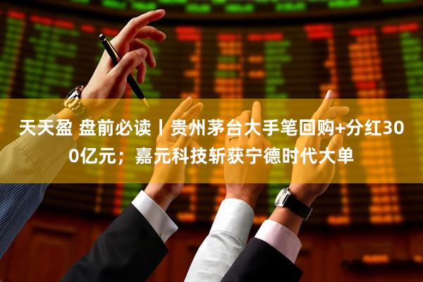 天天盈 盘前必读丨贵州茅台大手笔回购+分红300亿元；嘉元科技斩获宁德时代大单