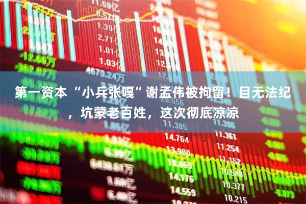 第一资本 “小兵张嘎”谢孟伟被拘留！目无法纪，坑蒙老百姓，这次彻底凉凉